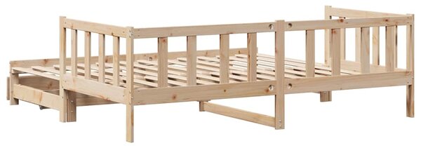 Dnevni krevet na razvlačenje s ladicama bez madraca 90x200 cm - Bijela / 90 x 200 cm