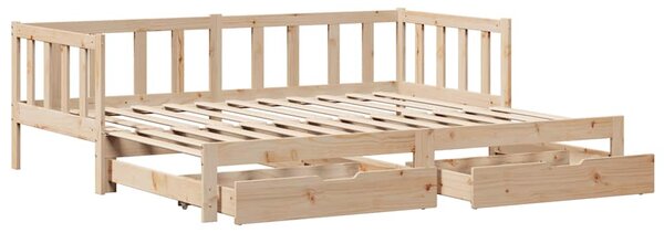 Dnevni krevet na razvlačenje s ladicama bez madraca 90x200 cm - Bijela / 90 x 200 cm