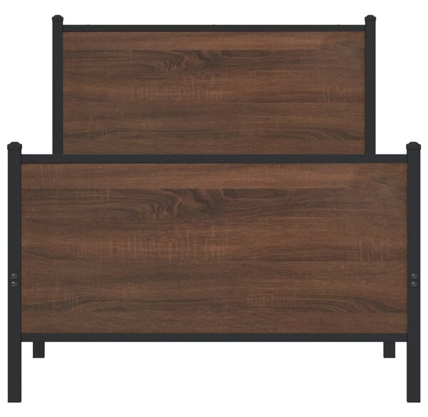 Metalni okvir kreveta bez madraca smeđi hrast 90x200 cm - Smeđa / 90 x 200 cm