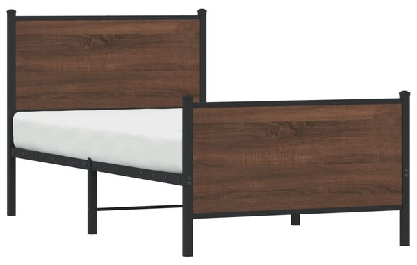 Metalni okvir kreveta bez madraca smeđi hrast 90x200 cm - Smeđa / 90 x 200 cm