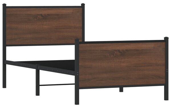 Metalni okvir kreveta bez madraca smeđi hrast 90x200 cm - Smeđa / 90 x 200 cm
