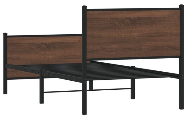 Metalni okvir kreveta bez madraca smeđi hrast 90x200 cm - Smeđa / 90 x 200 cm