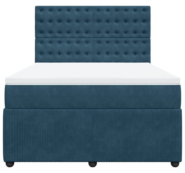 Krevet s oprugama i madracem plavi 140x190 cm baršunasti - Plava / 140 x 190 cm