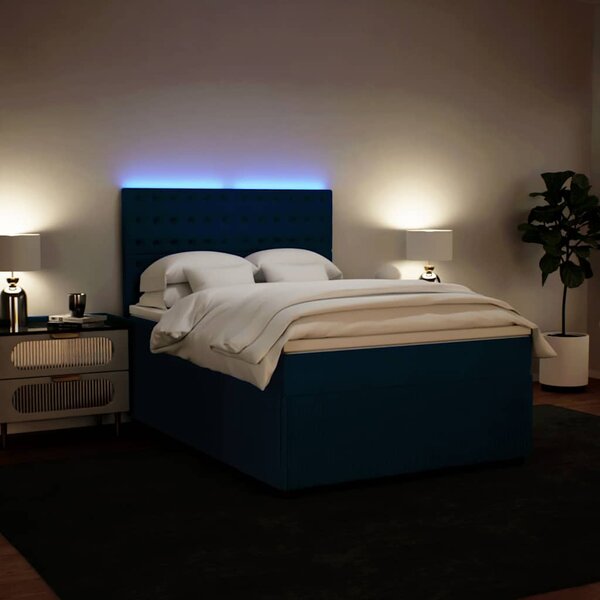 Krevet s oprugama i madracem plavi 140x190 cm baršunasti - Plava / 140 x 190 cm