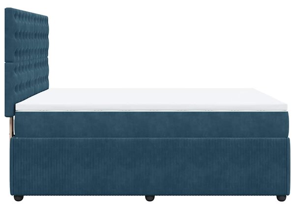 Krevet s oprugama i madracem plavi 140x190 cm baršunasti - Plava / 140 x 190 cm