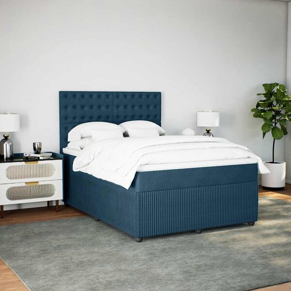 Krevet s oprugama i madracem plavi 140x190 cm baršunasti - Plava / 140 x 190 cm
