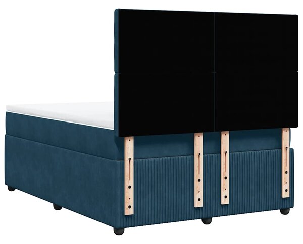 Krevet s oprugama i madracem plavi 140x190 cm baršunasti - Plava / 140 x 190 cm