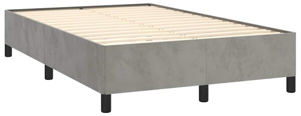 Krevet box spring s madracem LED svjetlosivi 120x190 cm tkanina - Siva / 120 x 190 cm