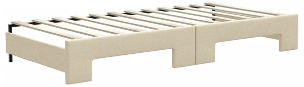 Dnevni krevet na razvlačenje s madracima krem 90x200 cm tkanina - Krema / 90 x 200 cm