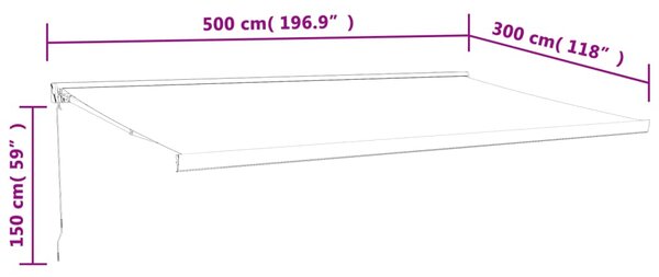 Tenda na uvlačenje žuto-bijela 5 x 3 m od tkanine i aluminija - Žuta / 5 x 3 m