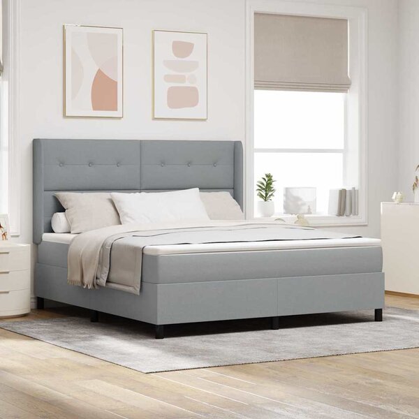 LED Box Spring Krevet Svijetlo siva 180 x 200 cm tkanina - Siva / 180 x 200 cm