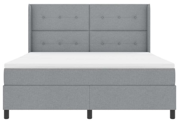 LED Box Spring Krevet Svijetlo siva 180 x 200 cm tkanina - Siva / 180 x 200 cm