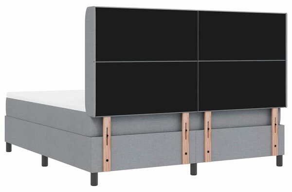 LED Box Spring Krevet Svijetlo siva 180 x 200 cm tkanina - Siva / 180 x 200 cm