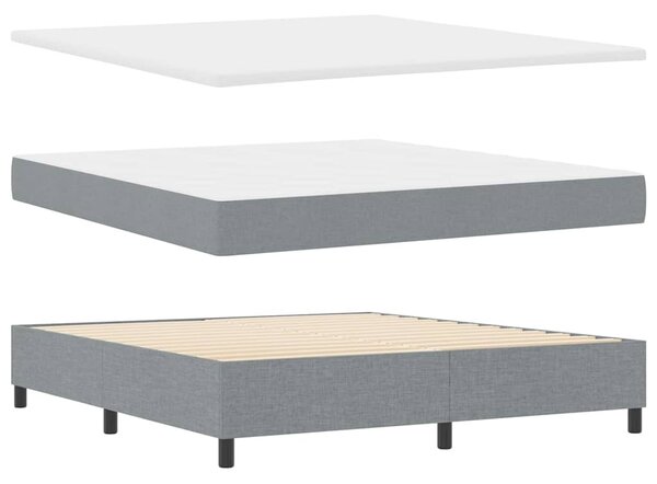 LED Box Spring Krevet Svijetlo siva 180 x 200 cm tkanina - Siva / 180 x 200 cm