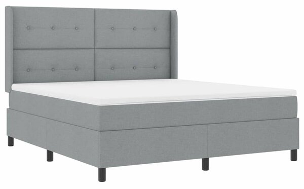 LED Box Spring Krevet Svijetlo siva 180 x 200 cm tkanina - Siva / 180 x 200 cm