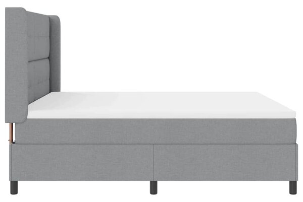 LED Box Spring Krevet Svijetlo siva 180 x 200 cm tkanina - Siva / 180 x 200 cm