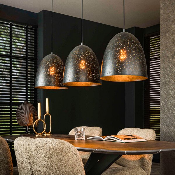ZIJLSTRA Kosmos viseća lampa, crna, metal, za 3 žarulje, E27, 120 cm, prigušiva, Crno, Dnevni boravak/blagovaonica, Metal