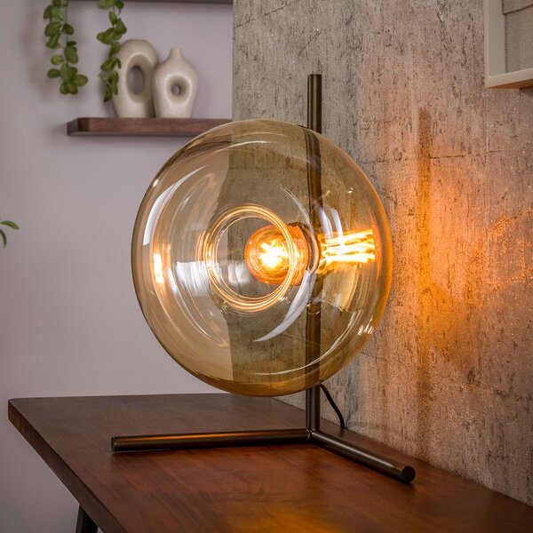 ZIJLSTRA Soll stona lampa, jantarna, staklena, Ø 27 cm, E27, s jednom žaruljom, Naranča, Dnevni boravak/blagovaonica, Staklo