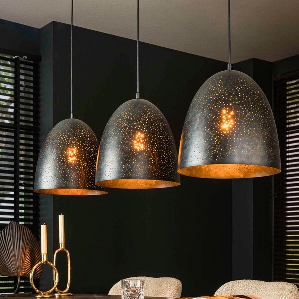 ZIJLSTRA Kosmos viseća lampa, crna, metal, za 3 žarulje, E27, 120 cm, prigušiva, Crno, Dnevni boravak/blagovaonica, Metal