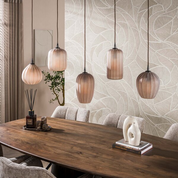 ZIJLSTRA Altura viseća lampa, 5 žarulja, 125 cm, smeđa, staklo, E27,, prigušiva, Bež, Dnevni boravak/blagovaonica, Staklo