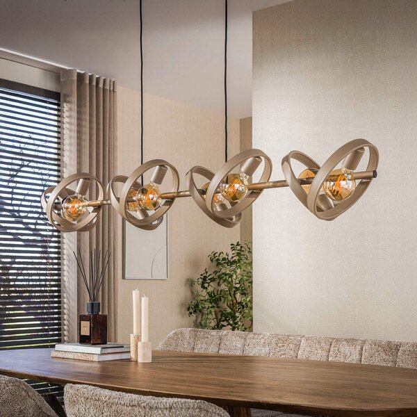 ZIJLSTRA Hover viseća lampa, bež, metal, 8 žarulja, E27, 160 cm, prigušiva, Bež, Dnevni boravak/blagovaonica, Metal