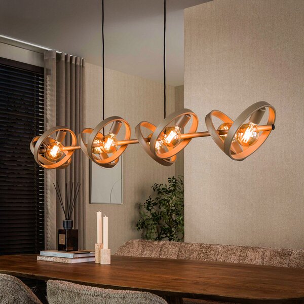 ZIJLSTRA Hover viseća lampa, bež, metal, 8 žarulja, E27, 160 cm, prigušiva, Bež, Dnevni boravak/blagovaonica, Metal