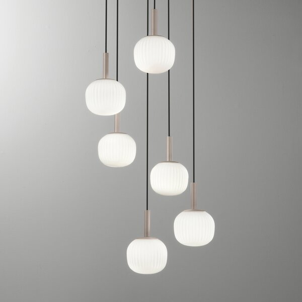 Luce Ambiente Design Stajna lampa Eris, duljina 51 cm, smeđa/bijela, metal/staklo, 6 svjetiljki, prigušiva, Smeđa / hrđa, Dnevni boravak/blagovaonica, Aluminij, Zavjese u paketu