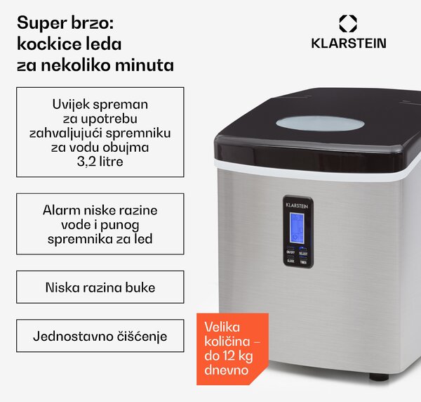Klarstein Mr. Black Frost Stroj za Led 150W Nehrđajući čelik