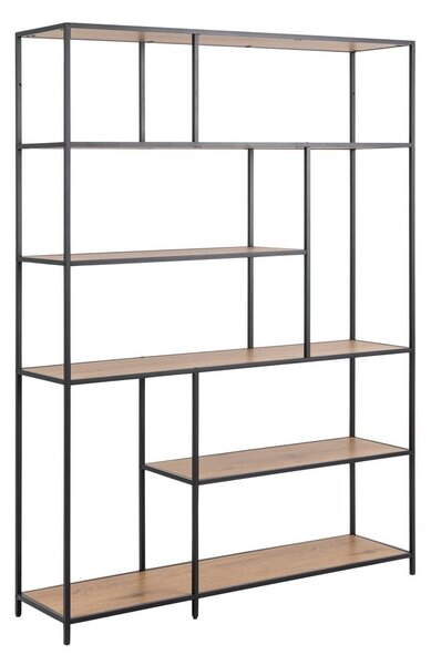 Crna/u prirodnoj boji biblioteka u dekoru hrasta 135x185 cm Seaford – Actona