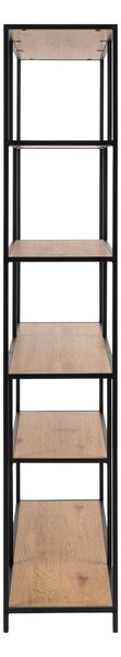 Crna/u prirodnoj boji biblioteka u dekoru hrasta 135x185 cm Seaford – Actona
