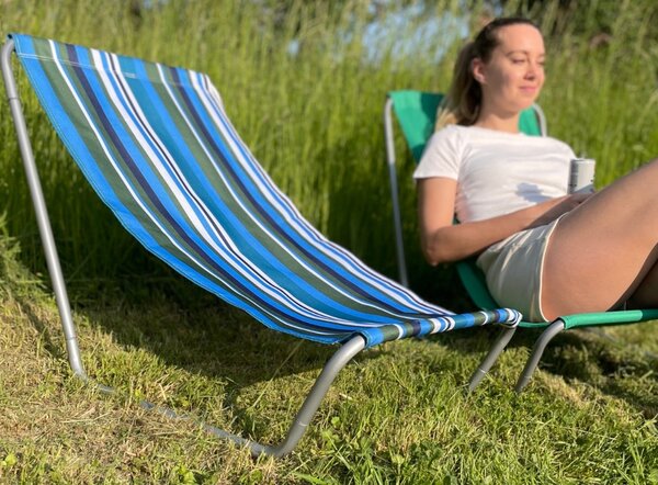 Sklopiva ležaljka za plažu SAND, plavo-bijela