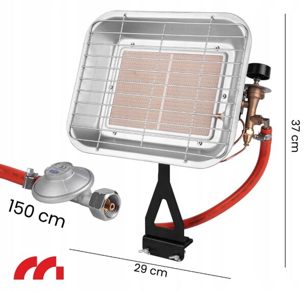 Plinski grijač na propan-butan od 4,5 kW + crijevo i regulator