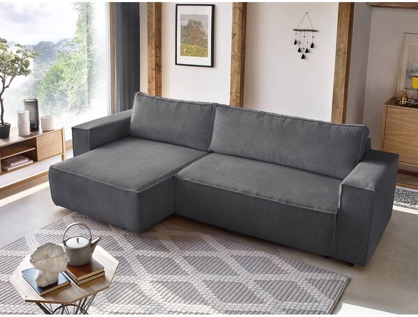 Tamno siva sklopiva kutna garnitura od samta (promjenjiva) Nihad – Bobochic Paris