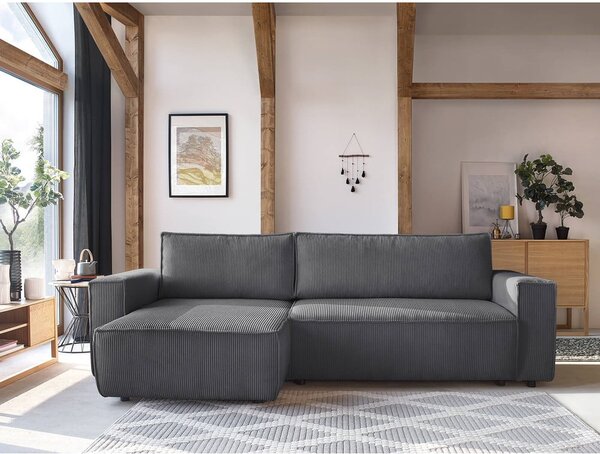 Tamno siva sklopiva kutna garnitura od samta (promjenjiva) Nihad – Bobochic Paris
