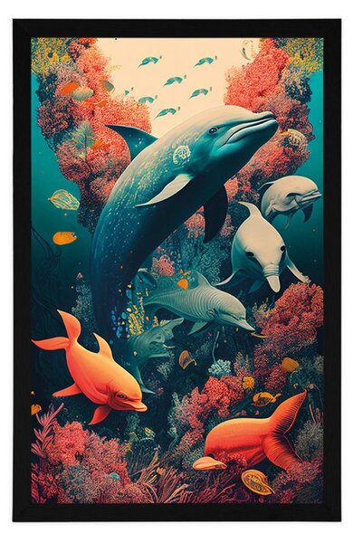 Plakat nadrealistički dupini