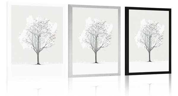 Plakat minimalističko stablo zimi