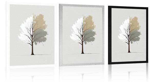 Plakat minimalističko raznobojno stablo