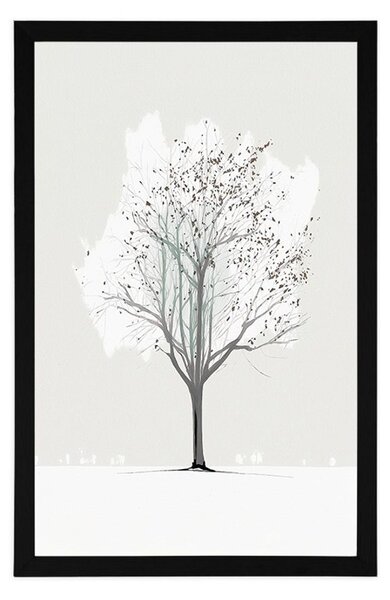 Plakat minimalističko stablo zimi