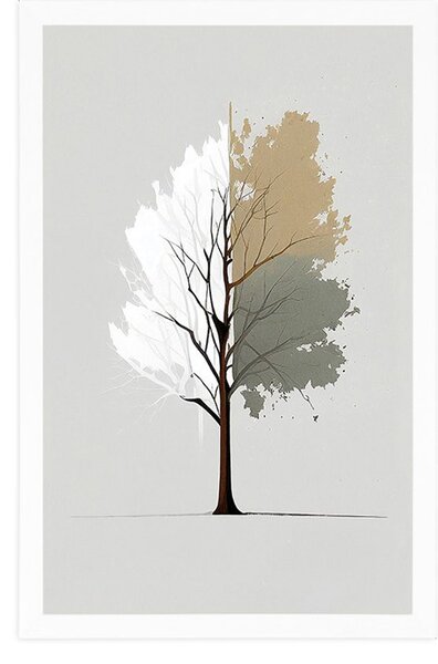 Plakat minimalističko raznobojno stablo