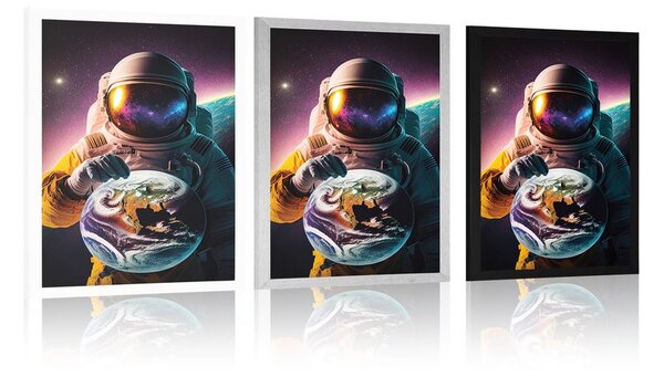 Plakat kozmonaut u nepoznatoj atmosferi