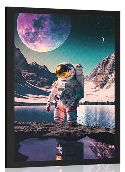 Plakat astronaut na površini nepoznatog planeta