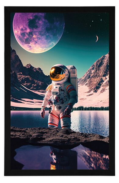 Plakat astronaut na površini nepoznatog planeta