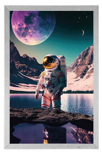 Plakat astronaut na površini nepoznatog planeta