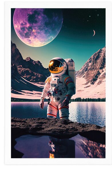 Plakat astronaut na površini nepoznatog planeta