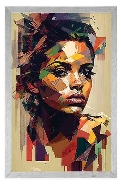 Plakat šarm žene u patchwork dizajnu