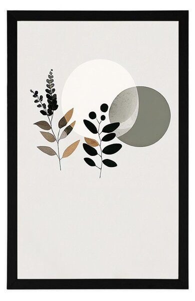 Plakat minimalistički listovi s boho pozadinom