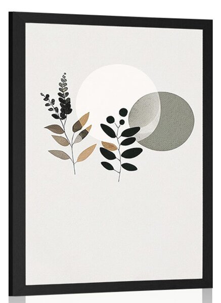 Plakat minimalistički listovi s boho pozadinom