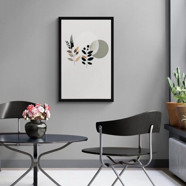 Plakat minimalistički listovi s boho pozadinom