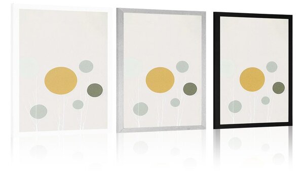 Plakat minimalistička stabla s krugovima