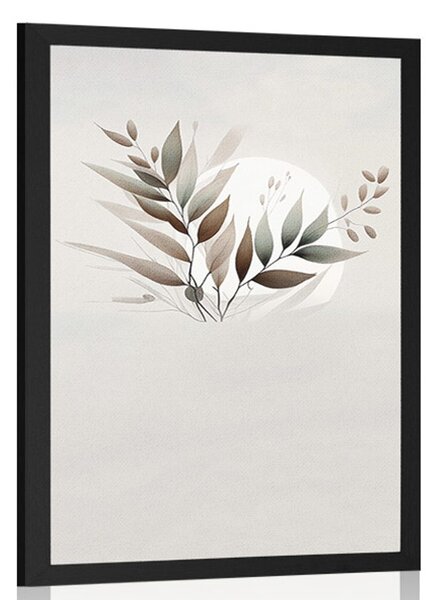 Plakat minimalistički listovi u boho dizajnu